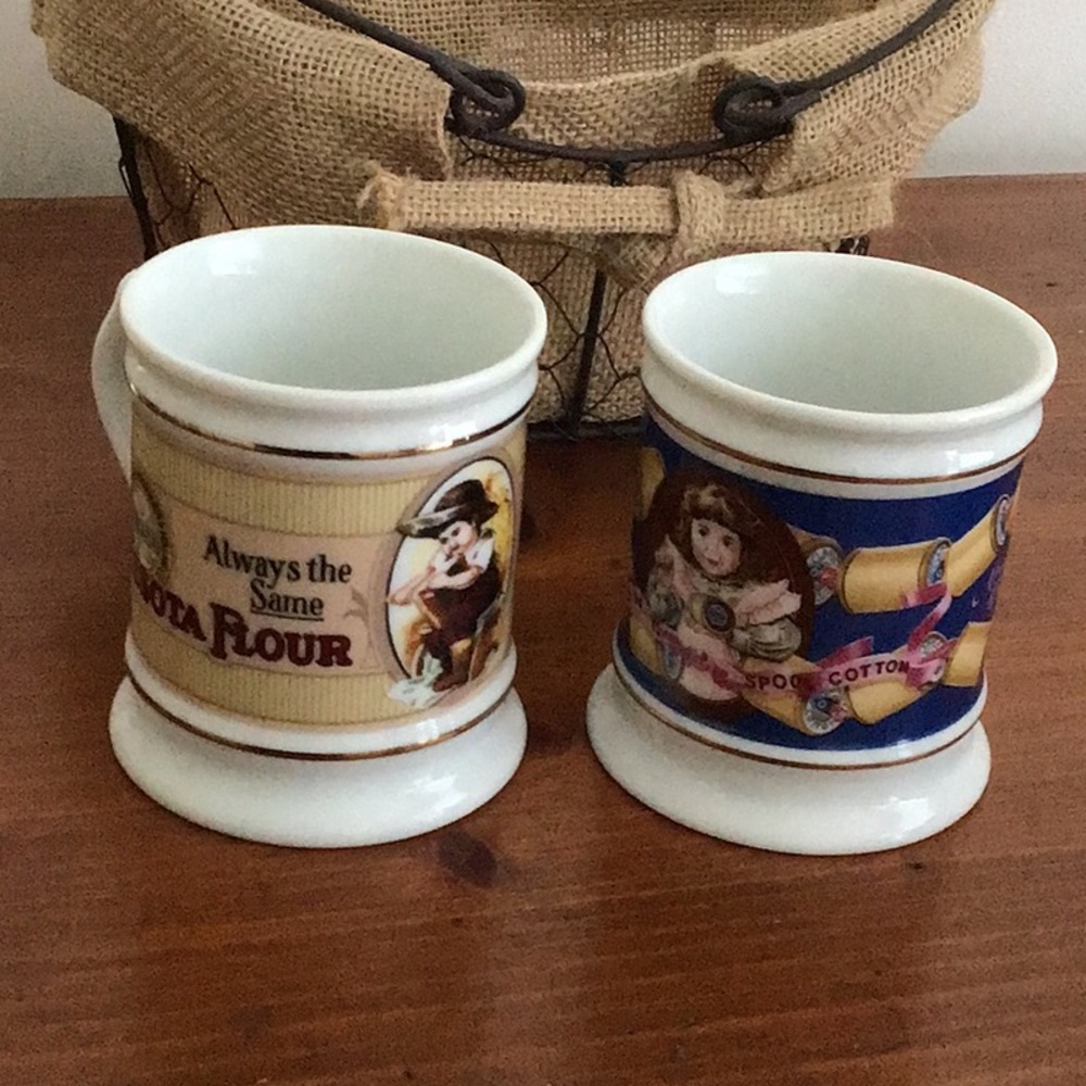 Vintage Franklin Cresota & Clark’s Thread Porcelain Coffee Tea Mug Cup